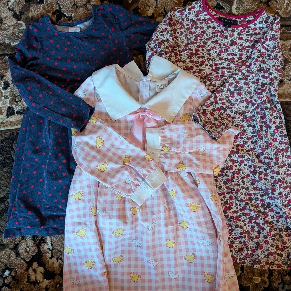 Girls' Dresses Set - Floral, Gingham, and Polka Dot